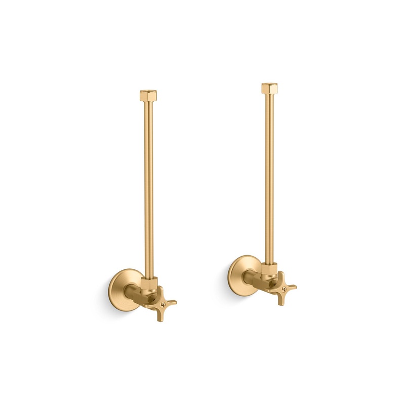 KOHLER K-7606-P-2MB Pair 1/2" Npt Angle Supplies With Stop, Cross Handle And Annealed Vertical Tube In Vibrant Brushed Moderne Brass