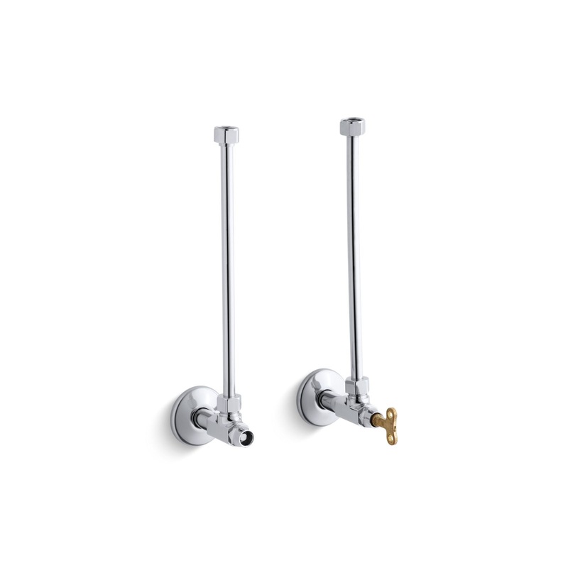 KOHLER K-7608-CP Pair 1/2" Npt Angle Supplies With Loose-Key Stop And Annealed Vertical Tube In Polished Chrome