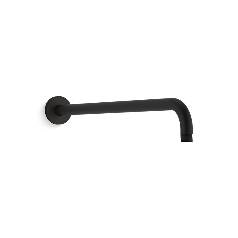 KOHLER K-26307-BL Statement 19" Wall-Mount Single-Function Rainhead Arm And Flange In Matte Black