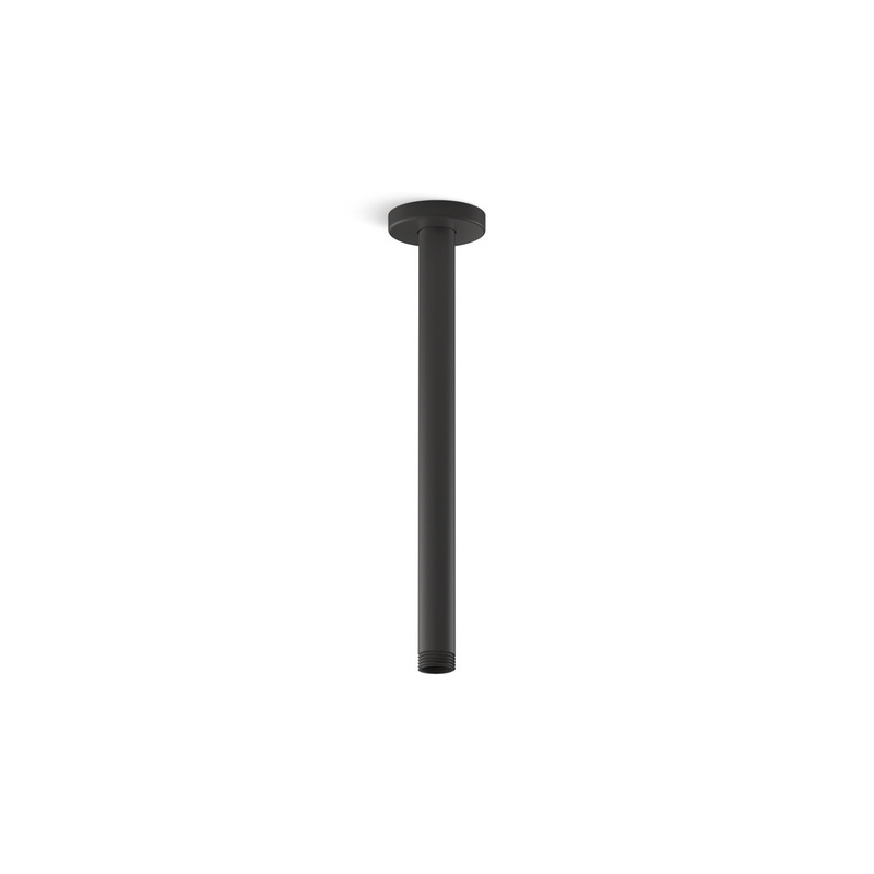KOHLER K-26321-BL Statement 12" Ceiling-Mount Single-Function Rainhead Arm And Flange In Matte Black