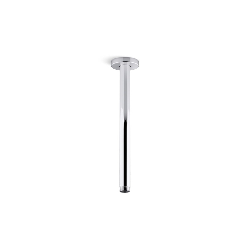 KOHLER K-26321-CP Statement 12" Ceiling-Mount Single-Function Rainhead Arm And Flange In Polished Chrome