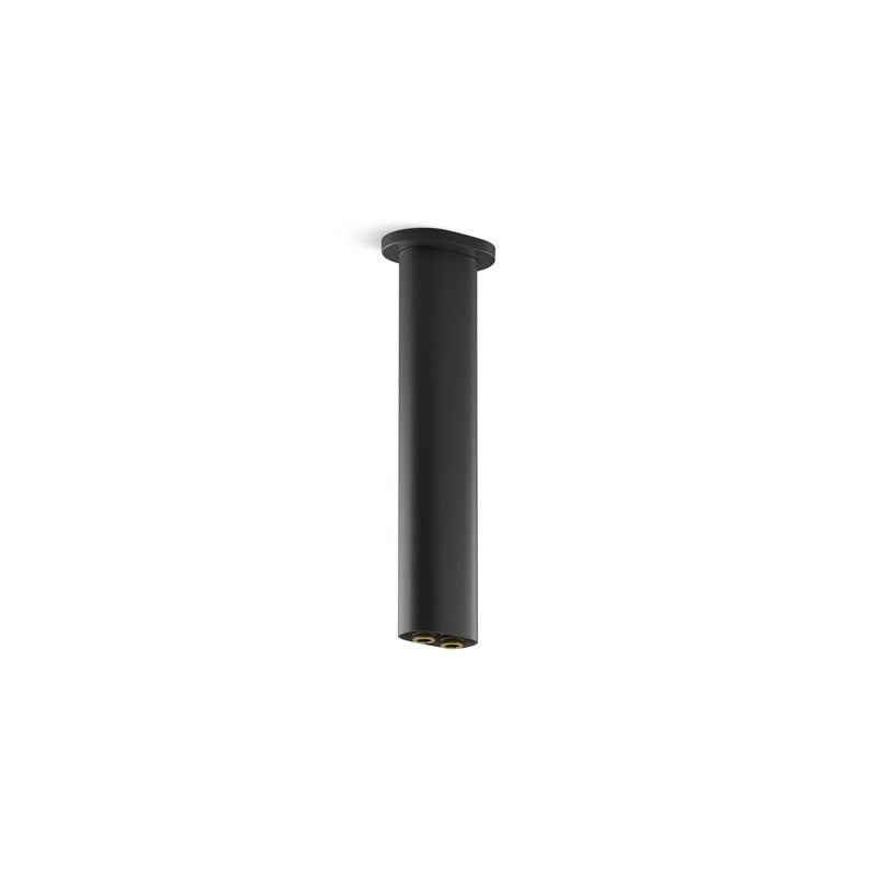 KOHLER K-26326-BL Statement 10" Ceiling-Mount Two-Function Rainhead Arm And Flange In Matte Black