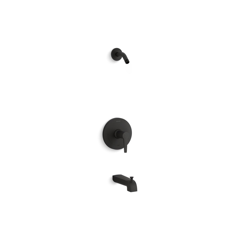 KOHLER K-TLS97074-4-BL Pitch Rite-Temp Bath And Shower Trim Kit, Without Showerhead In Matte Black