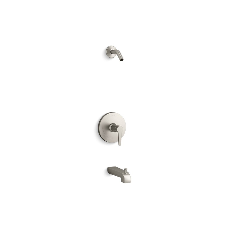 KOHLER K-TLS97074-4-BN Pitch Rite-Temp Bath And Shower Trim Kit, Without Showerhead In Vibrant Brushed Nickel
