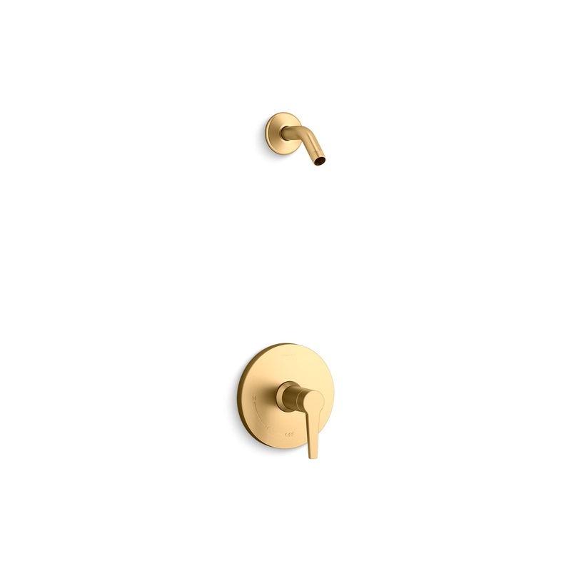 KOHLER K-TLS97077-4-2MB Pitch Rite-Temp Shower Trim Kit, Without Showerhead In Vibrant Brushed Moderne Brass