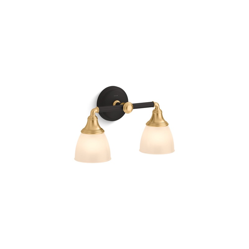 KOHLER K-10571-BML Devonshire Two-Light Sconce In Black with Brass Trim