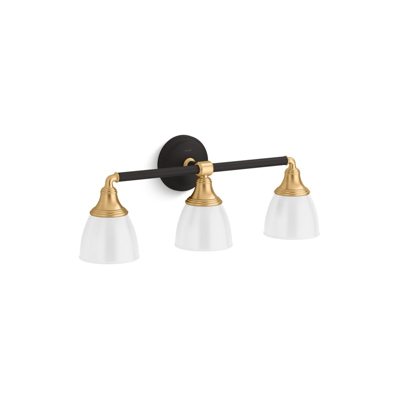 KOHLER K-10572-BML Devonshire Three-Light Sconce In Black with Brass Trim