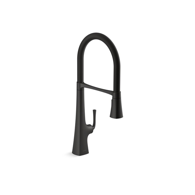 KOHLER K-22060-BL Graze Semi-Professional Kitchen Sink Faucet With Three-Function Sprayhead In Matte Black