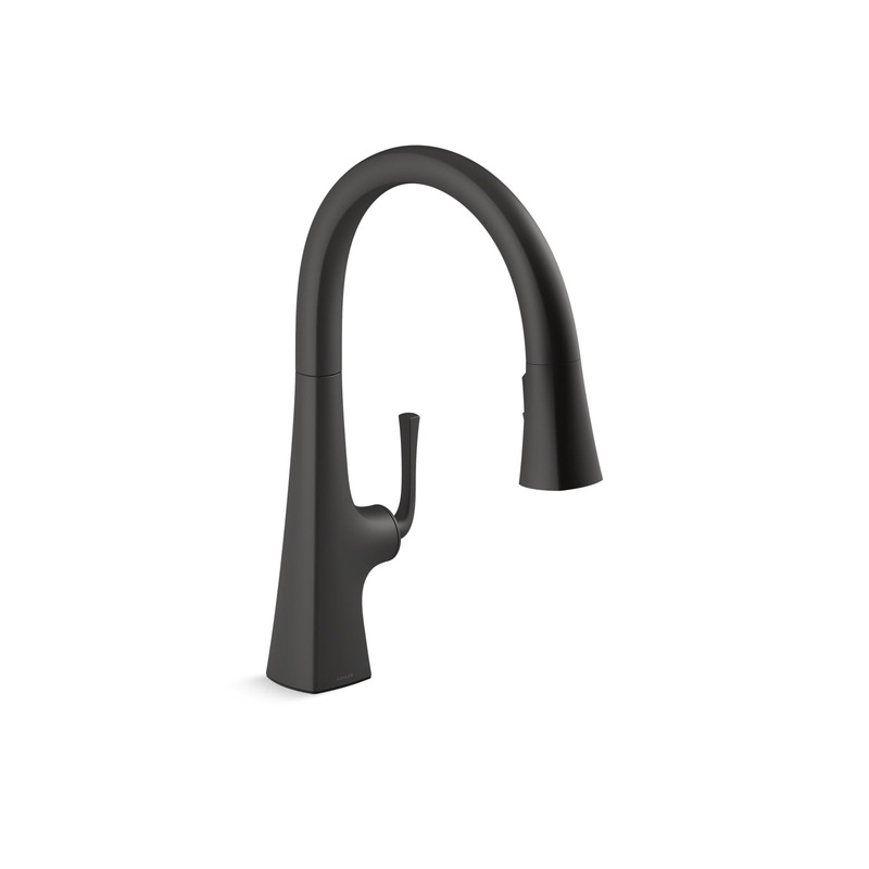 KOHLER K-22062-BL Graze Pull-Down Kitchen Sink Faucet With Three-Function Sprayhead In Matte Black
