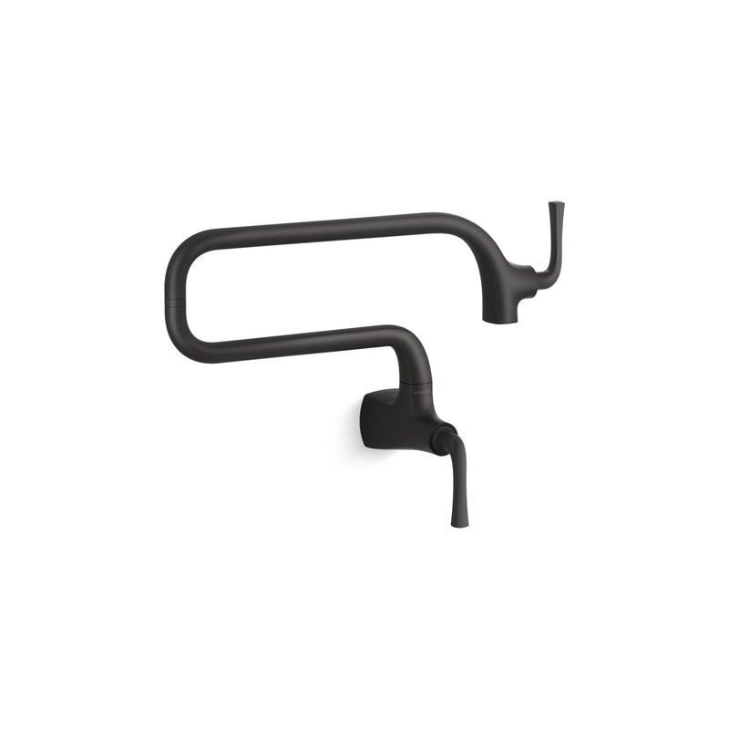 KOHLER K-22066-BL Graze Wall-Mount Pot Filler In Matte Black