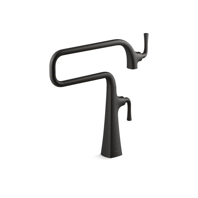 KOHLER K-22067-BL Graze Deck-Mount Pot Filler In Matte Black