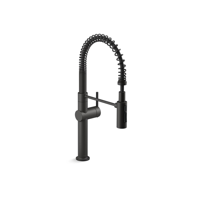 KOHLER K-22973-BL Crue Semi-Professional Kitchen Sink Faucet With Three-Function Sprayhead In Matte Black