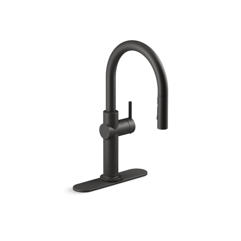 KOHLER K-22974-BL Crue Touchless Pull-Down Kitchen Sink Faucet With Three-Function Sprayhead In Matte Black