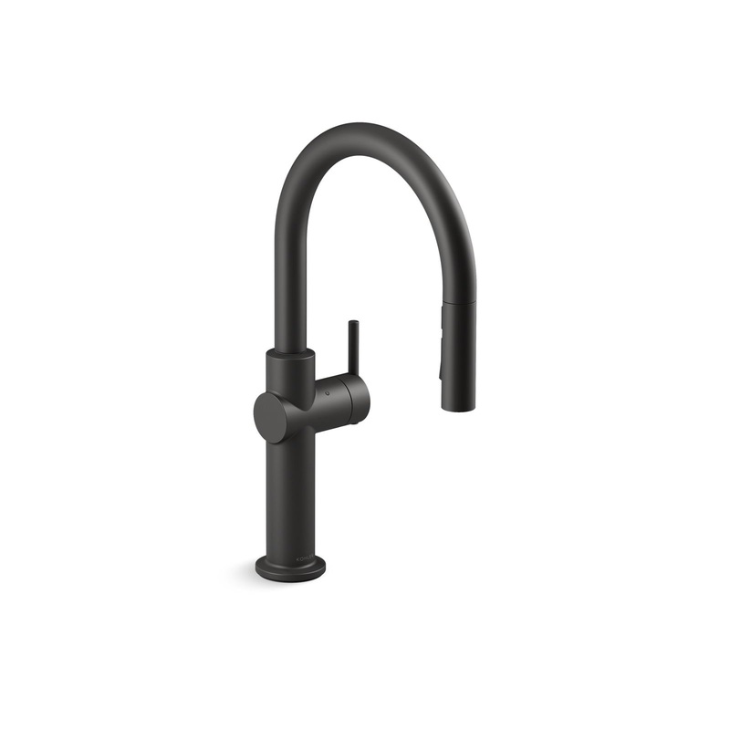 KOHLER K-22974-WB-BL Crue Touchless Pull-Down Kitchen Sink Faucet With Kohler Konnect And Three-Function Sprayhead In Matte Black