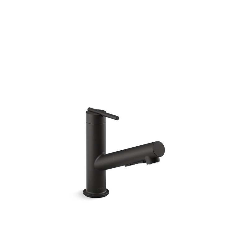 KOHLER K-22976-BL Crue Pull-Out Kitchen Sink Faucet With Three-Function Sprayhead In Matte Black