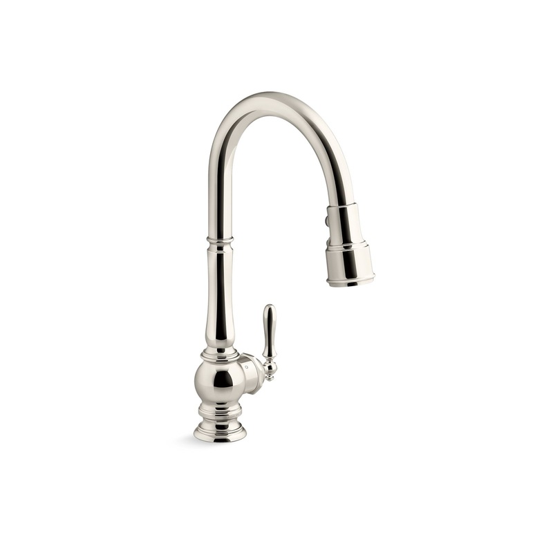 KOHLER K-29709-SN Artifacts Touchless Pull-Down Kitchen Sink Faucet With Three-Function Sprayhead In Vibrant Polished Nickel