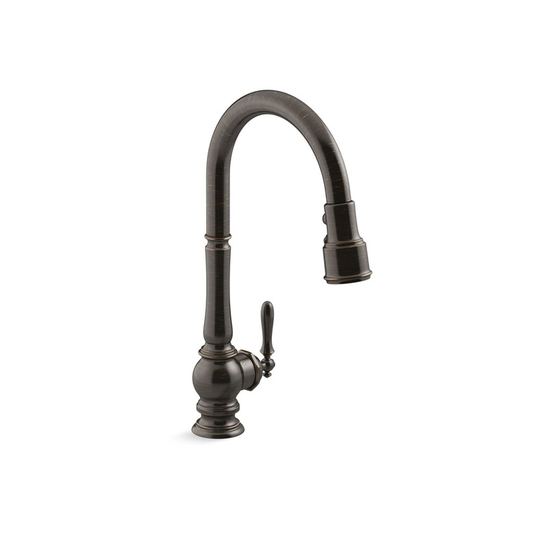 KOHLER K-29709-WB-2BZ Artifacts Touchless Pull-Down Kitchen Sink Faucet With Kohler Konnect And Three-Function Sprayhead In Oil-Rubbed Bronze