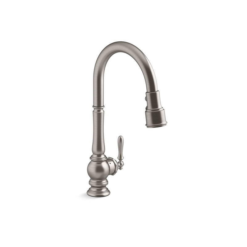 KOHLER K-29709-WB-VS Artifacts Touchless Pull-Down Kitchen Sink Faucet With Kohler Konnect And Three-Function Sprayhead In Vibrant Stainless