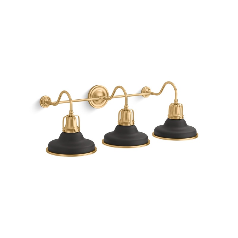 KOHLER K-32287-SC03-BML Hauksbee Three-Light Sconce In Black with Brass Trim