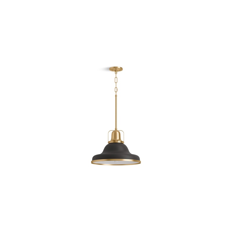 KOHLER K-32290-PE03-BML Hauksbee 18" Pendant In Black with Brass Trim
