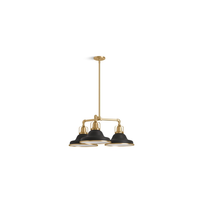 KOHLER K-32293-CH03-BML Hauksbee 30" Chandelier In Black with Brass Trim