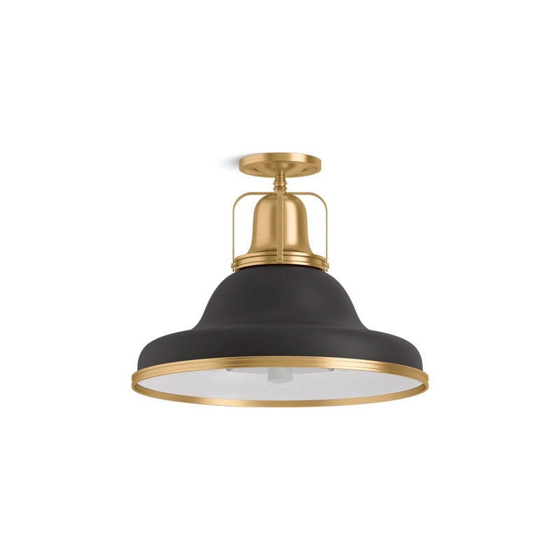 KOHLER K-32294-SF03-BML Hauksbee 18" Semi-Flush In Black with Brass Trim
