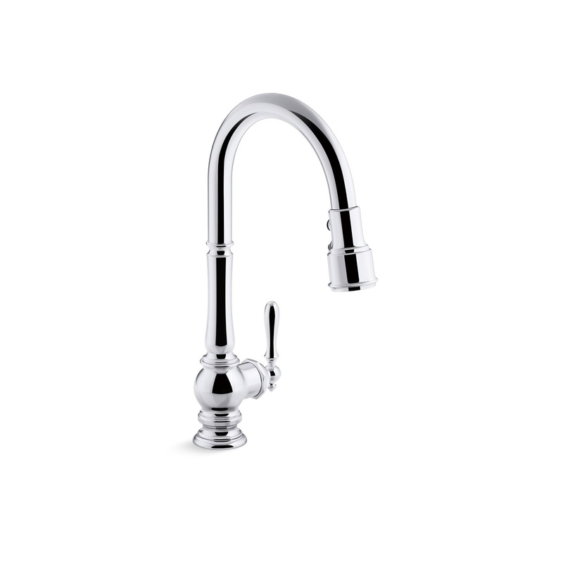 KOHLER K-99259-CP Artifacts Pull-Down Kitchen Sink Faucet With Three-Function Sprayhead In Polished Chrome