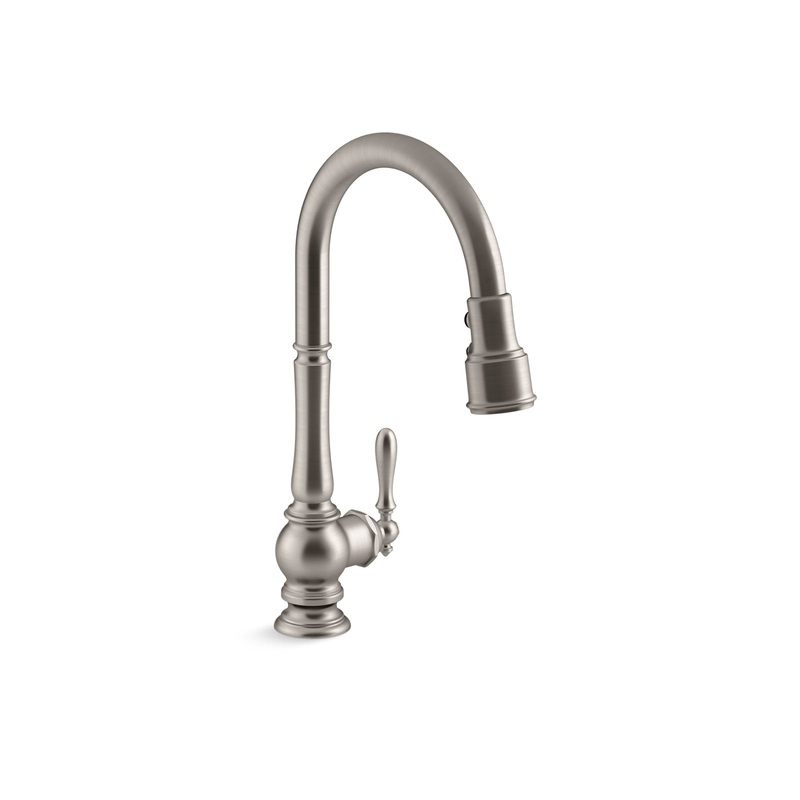 KOHLER K-99259-VS Artifacts Pull-Down Kitchen Sink Faucet With Three-Function Sprayhead In Vibrant Stainless
