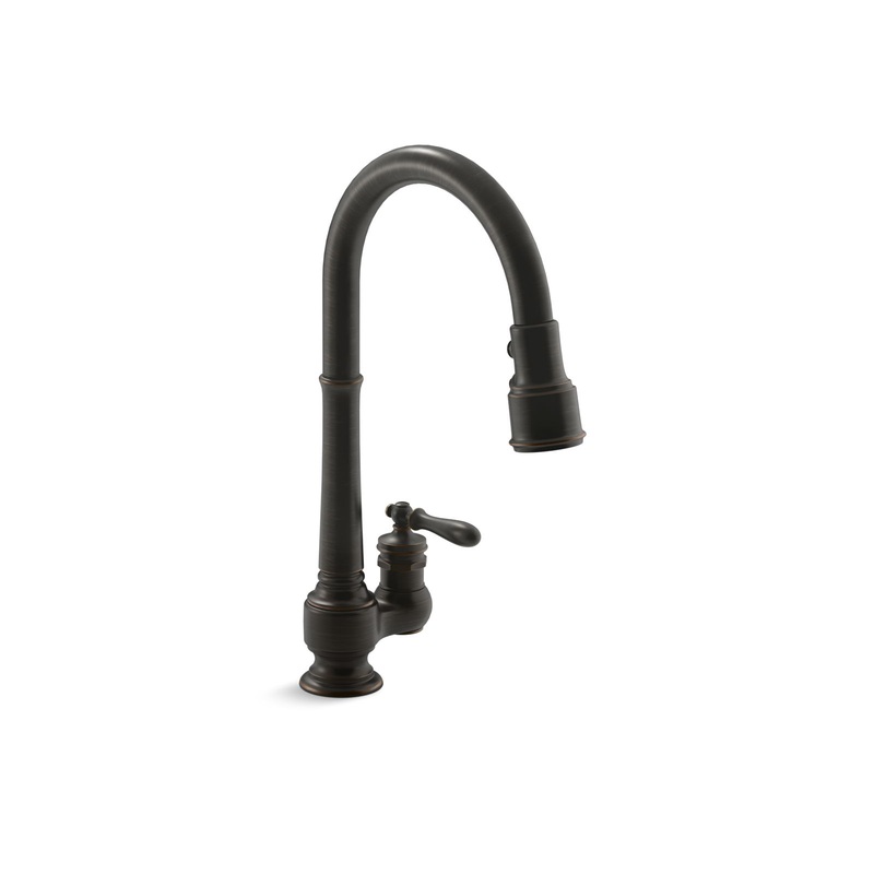 KOHLER K-99260-2BZ Artifacts Pull-Down Kitchen Sink Faucet With Three-Function Sprayhead In Oil-Rubbed Bronze