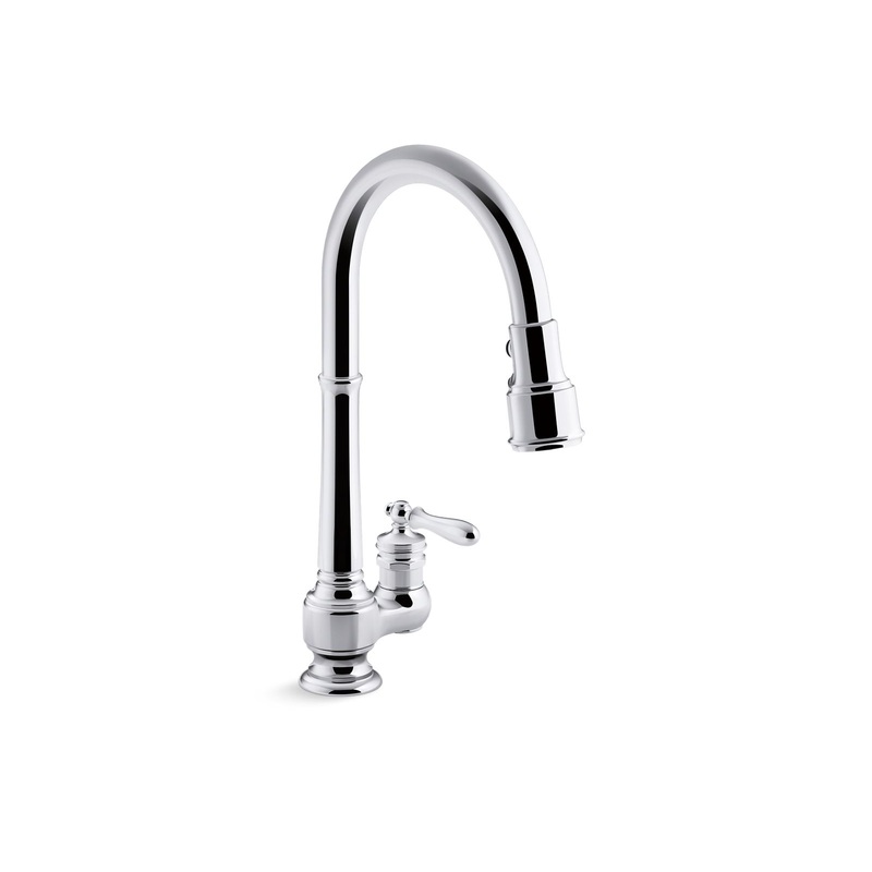 KOHLER K-99260-CP Artifacts Pull-Down Kitchen Sink Faucet With Three-Function Sprayhead In Polished Chrome