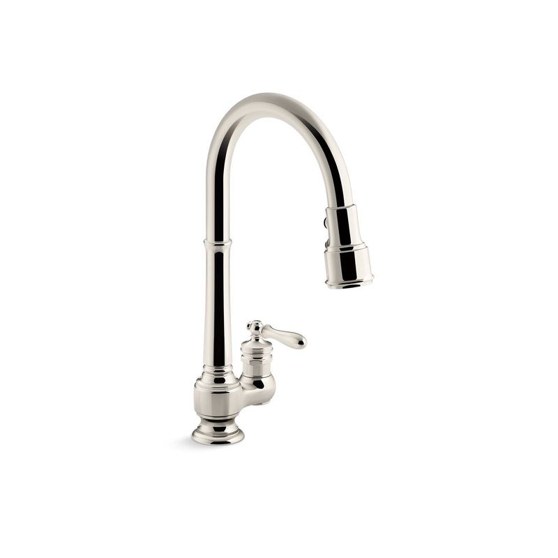 KOHLER K-99260-SN Artifacts Pull-Down Kitchen Sink Faucet With Three-Function Sprayhead In Vibrant Polished Nickel
