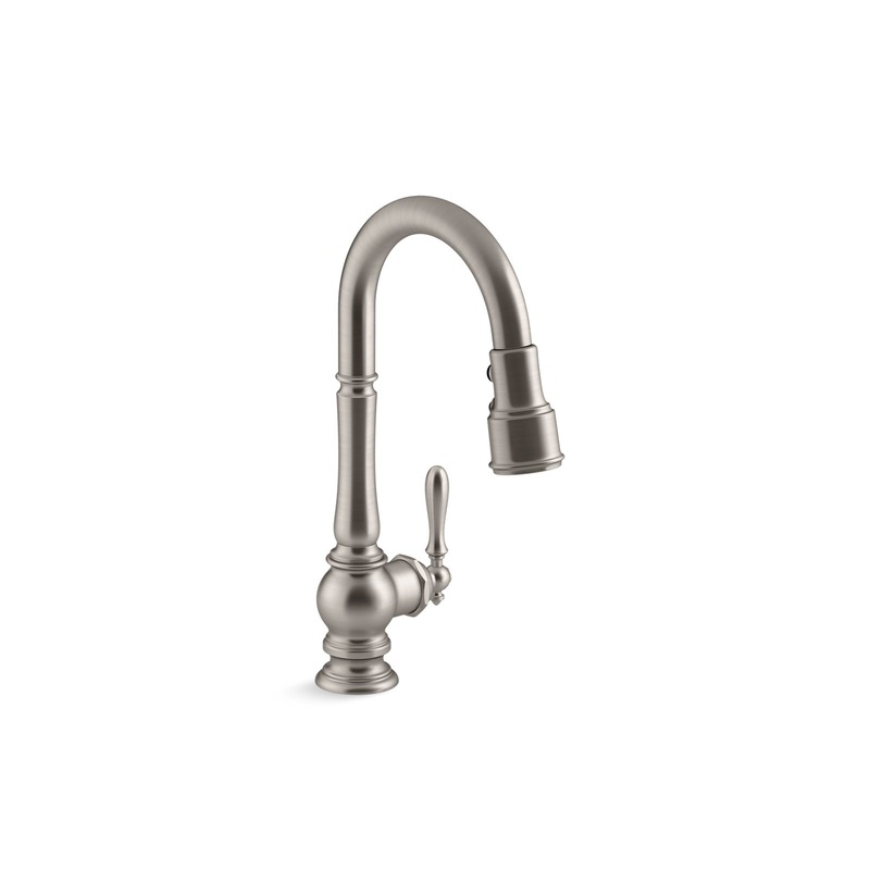 KOHLER K-99261-VS Artifacts Pull-Down Kitchen Sink Faucet With Three-Function Sprayhead In Vibrant Stainless