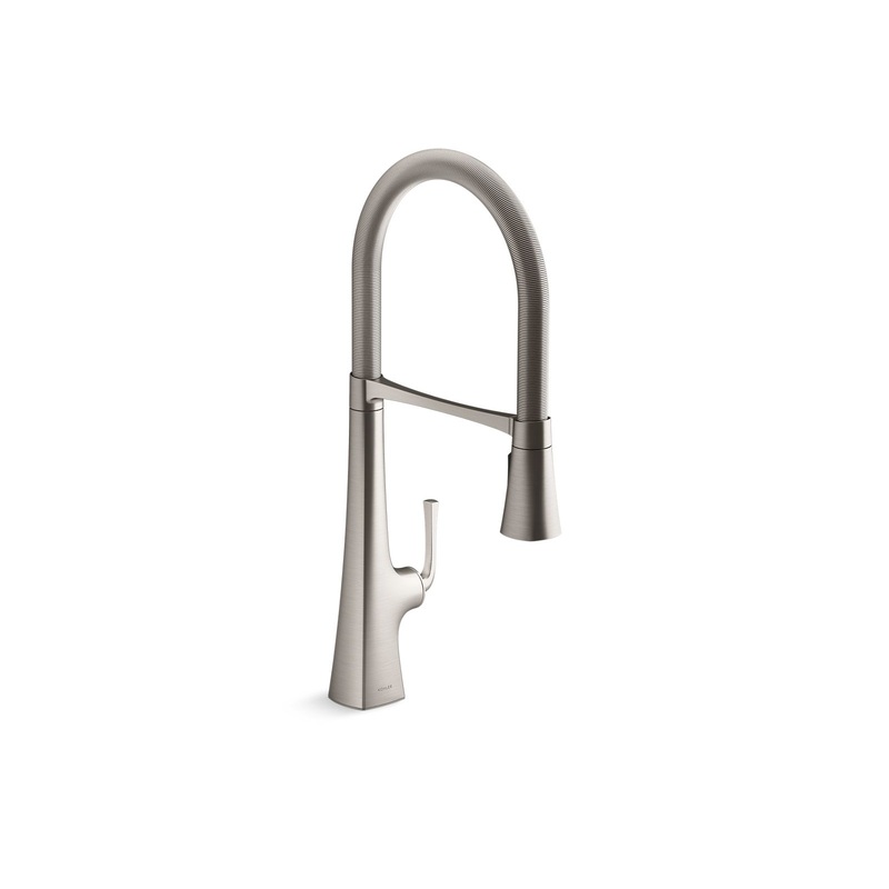 KOHLER K-22060-VS Graze Semi-Professional Kitchen Sink Faucet With Three-Function Sprayhead In Vibrant Stainless