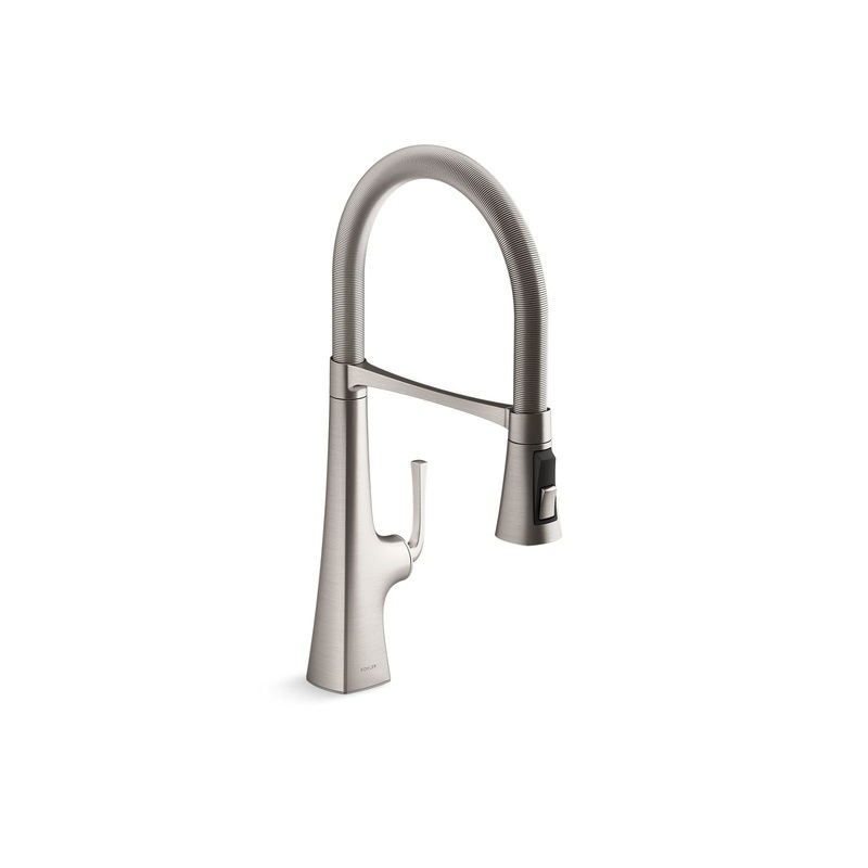 KOHLER K-22061-VS Graze Semi-Professional Kitchen Sink Faucet With Three-Function Sprayhead In Vibrant Stainless