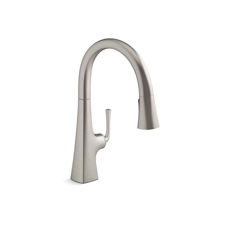 KOHLER K-22062-VS Graze Pull-Down Kitchen Sink Faucet With Three-Function Sprayhead In Vibrant Stainless