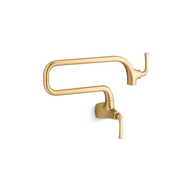 KOHLER K-22066-2MB Graze Wall-Mount Pot Filler In Vibrant Brushed Moderne Brass