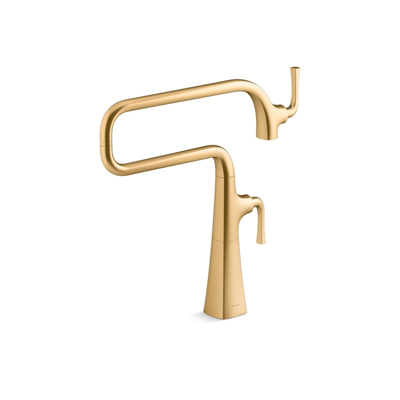 KOHLER K-22067-2MB Graze Deck-Mount Pot Filler In Vibrant Brushed Moderne Brass