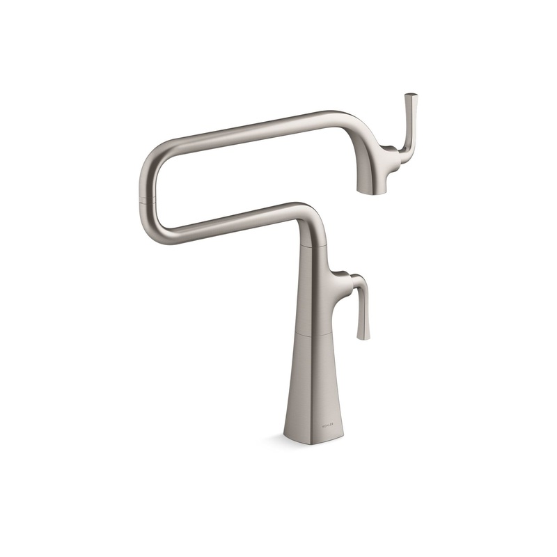 KOHLER K-22067-VS Graze Deck-Mount Pot Filler In Vibrant Stainless