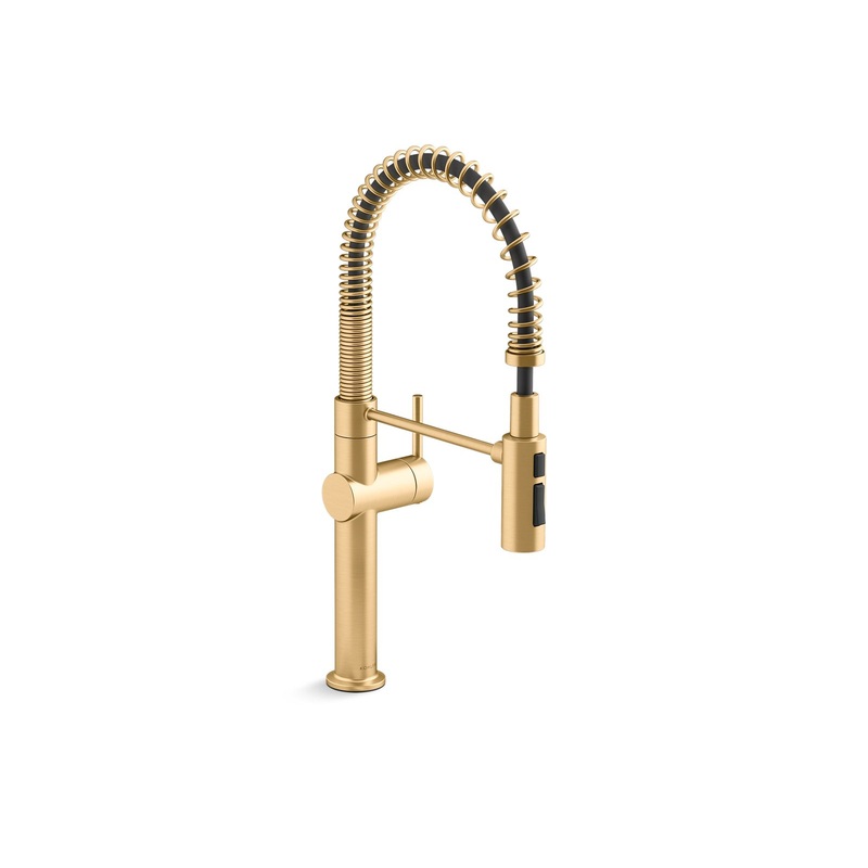 KOHLER K-22973-2MB Crue Semi-Professional Kitchen Sink Faucet With Three-Function Sprayhead In Vibrant Brushed Moderne Brass