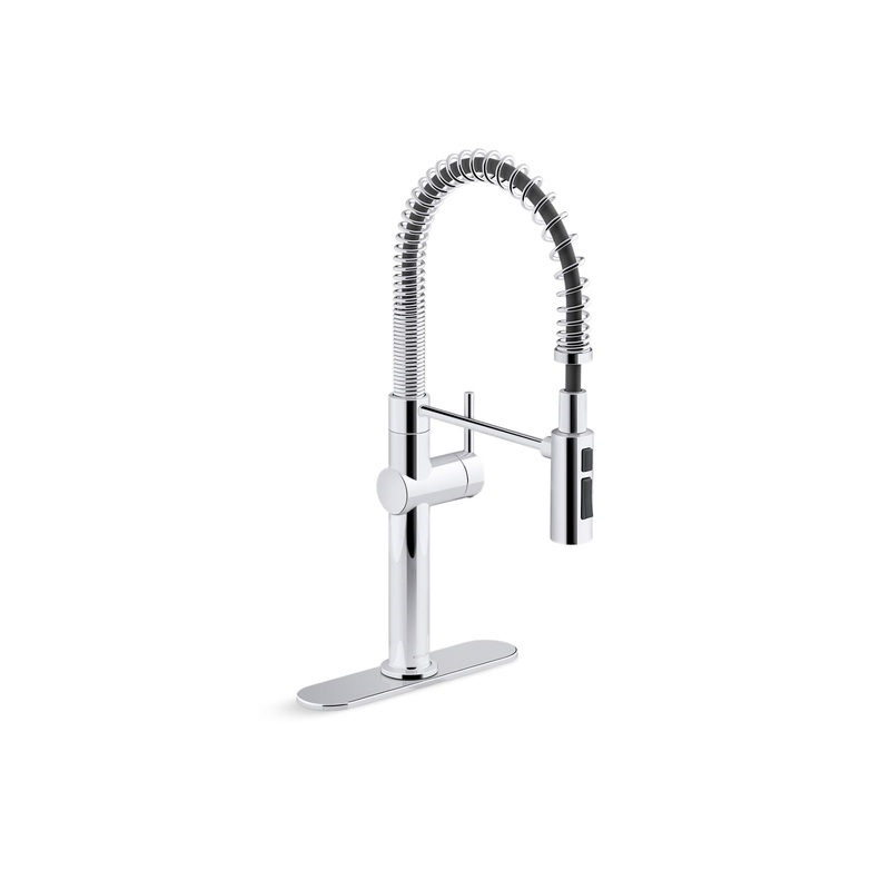 KOHLER K-22973-CP Crue Semi-Professional Kitchen Sink Faucet With Three-Function Sprayhead In Polished Chrome
