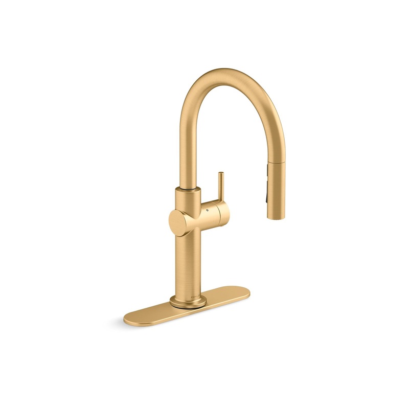 KOHLER K-22974-WB-2MB Crue Touchless Pull-Down Kitchen Sink Faucet With Kohler Konnect And Three-Function Sprayhead In Vibrant Brushed Moderne Brass