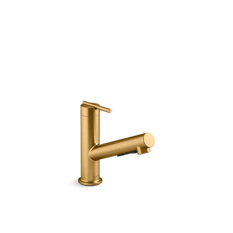 KOHLER K-22976-2MB Crue Pull-Out Kitchen Sink Faucet With Three-Function Sprayhead In Vibrant Brushed Moderne Brass