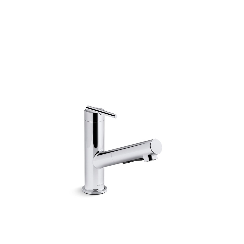 KOHLER K-22976-CP Crue Pull-Out Kitchen Sink Faucet With Three-Function Sprayhead In Polished Chrome