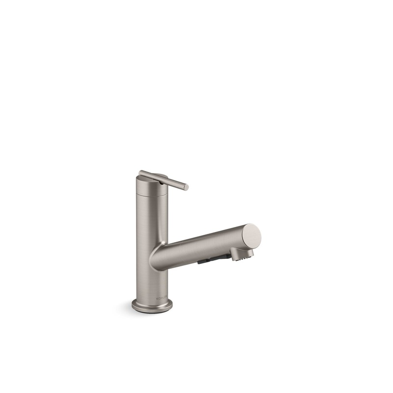 KOHLER K-22976-VS Crue Pull-Out Kitchen Sink Faucet With Three-Function Sprayhead In Vibrant Stainless