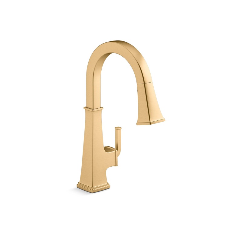 KOHLER K-23830-2MB Riff Pull-Down Kitchen Sink Faucet With Three-Function Sprayhead In Vibrant Brushed Moderne Brass