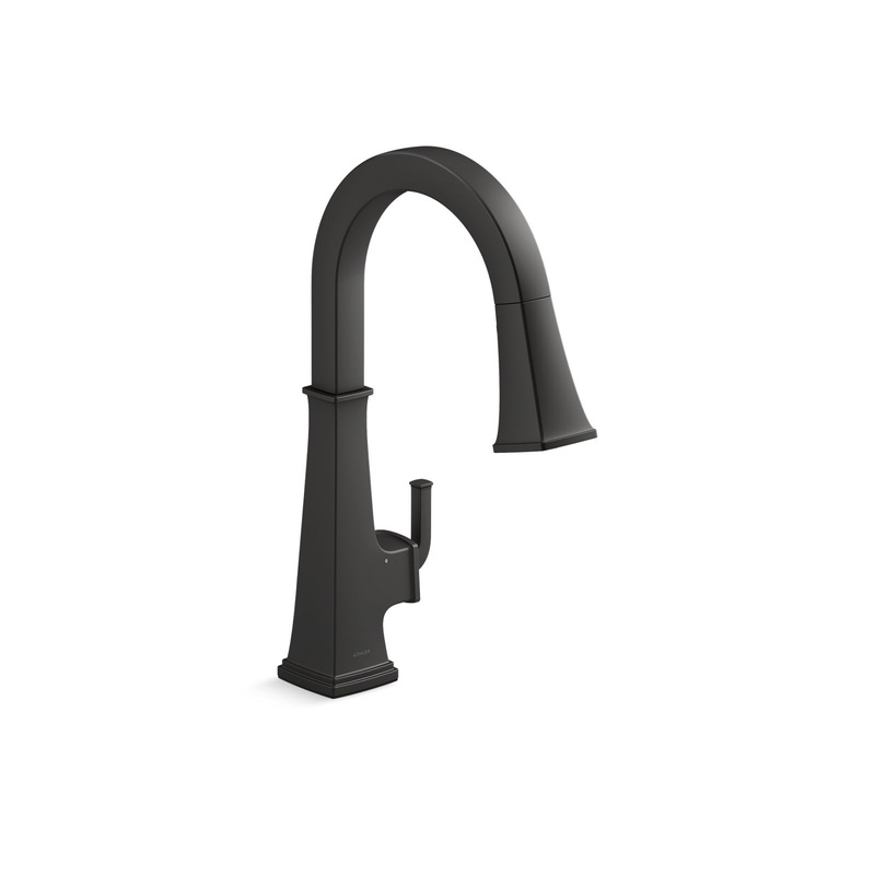 KOHLER K-23832-WB-BL Riff Touchless Pull-Down Kitchen Sink Faucet With Kohler Konnect And Three-Function Sprayhead In Matte Black
