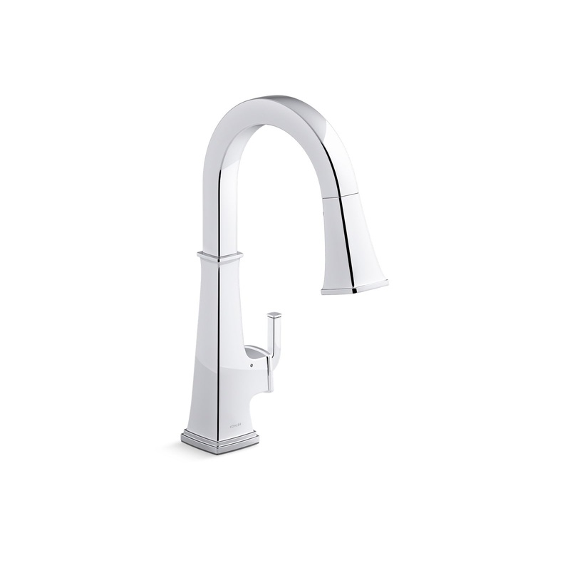 KOHLER K-23832-WB-CP Riff Touchless Pull-Down Kitchen Sink Faucet With Kohler Konnect And Three-Function Sprayhead In Polished Chrome