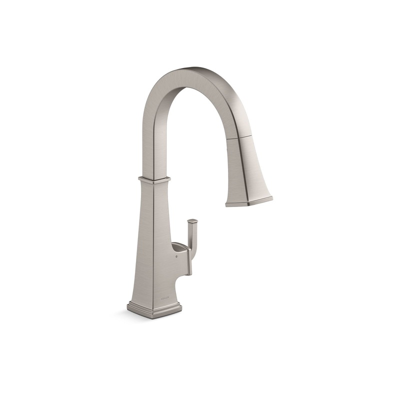 KOHLER K-23832-WB-VS Riff Touchless Pull-Down Kitchen Sink Faucet With Kohler Konnect And Three-Function Sprayhead In Vibrant Stainless