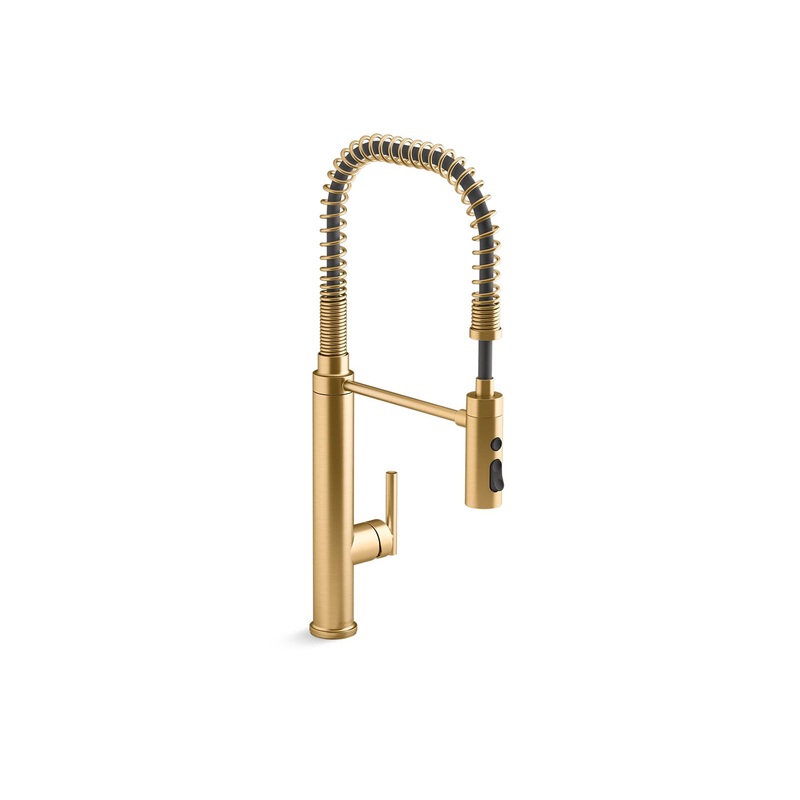 KOHLER K-24982-2MB Purist Semi-Professional Kitchen Sink Faucet With Three-Function Sprayhead In Vibrant Brushed Moderne Brass