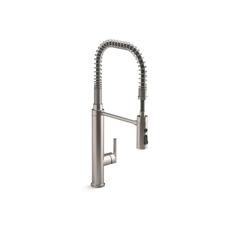 KOHLER K-24982-VS Purist Semi-Professional Kitchen Sink Faucet With Three-Function Sprayhead In Vibrant Stainless